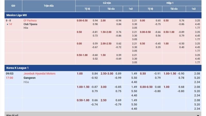 K&egrave;o chấp 0.5-1 l&agrave; sao